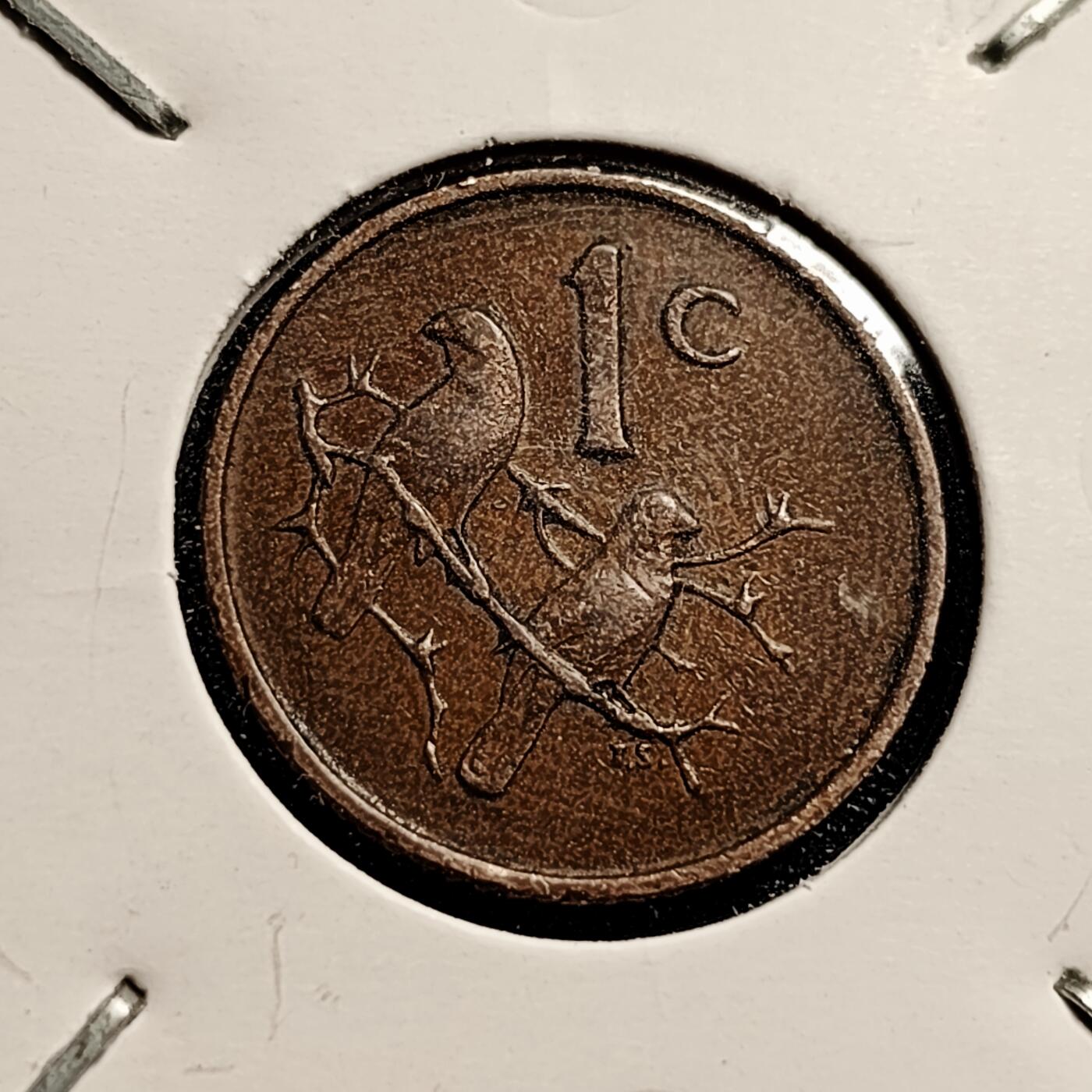 泉币菌-第45场-周末精品福利场 1967年南非1分小麻雀盾徽青铜币 巧克力包浆