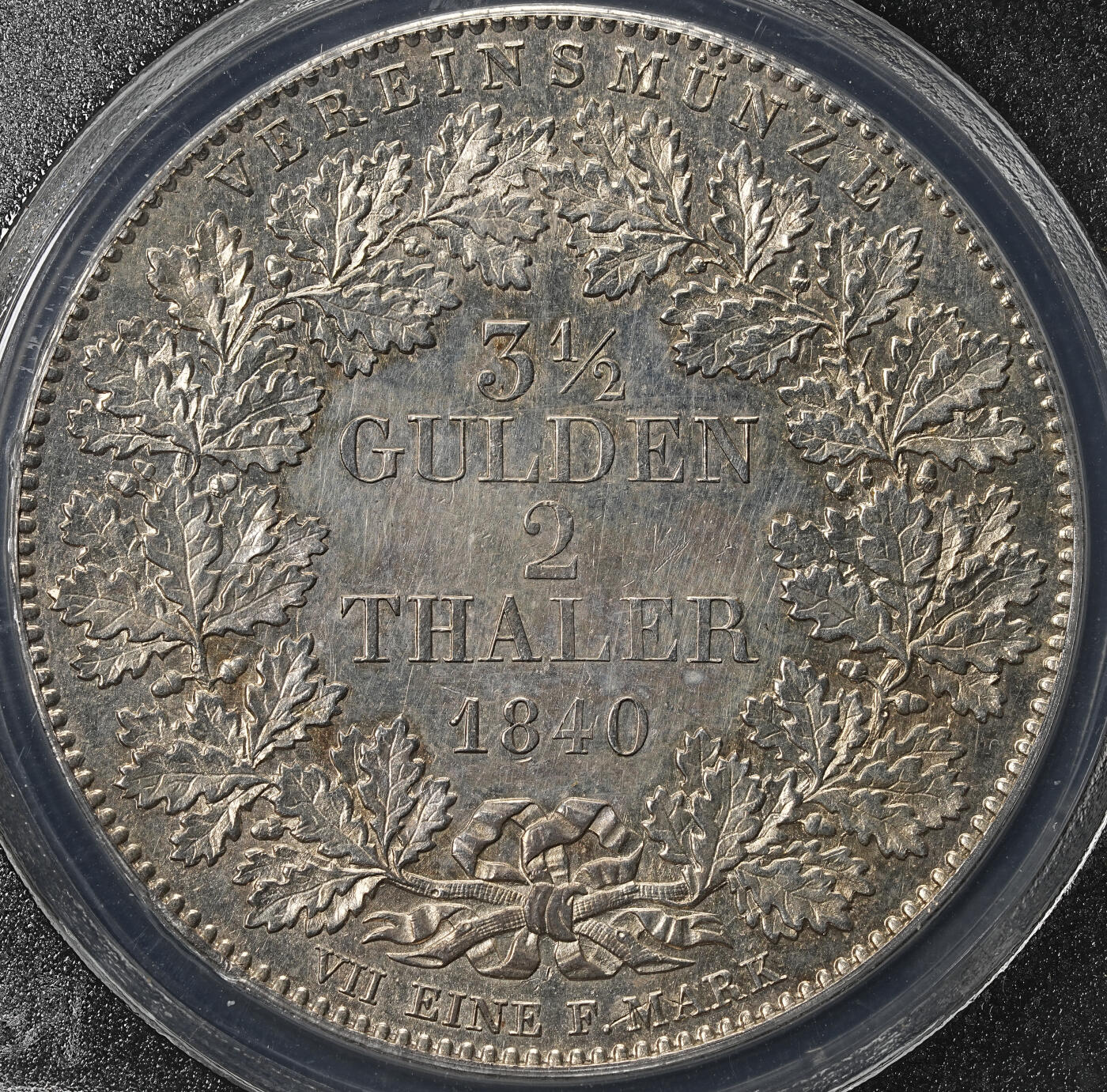 修遠堂世界钱币第七十六期 PCGS AU58 1840年法兰克福景观2泰勒大银币 大热门品种 类镜面底板