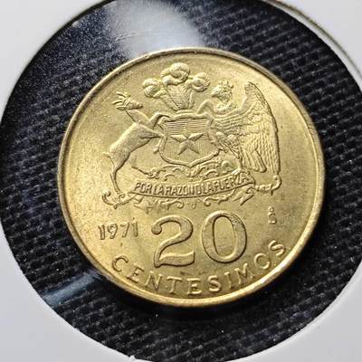KK钱币收藏小铺 第305期 2月预留时间 周末发货 - 1971智利20分  好品
