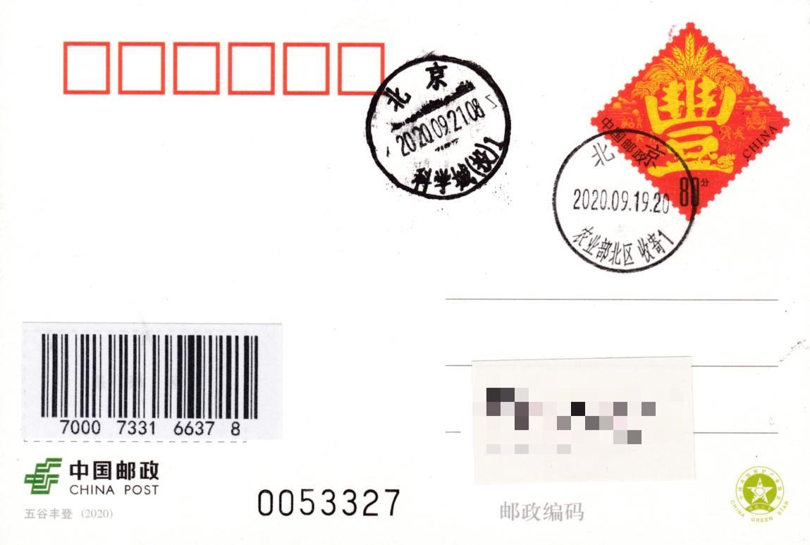7月3日（周四）20:00中国大陆邮政专场 2020中国大陆PP五谷丰登 原地首日平寄国内 一套一枚 吴刚作品