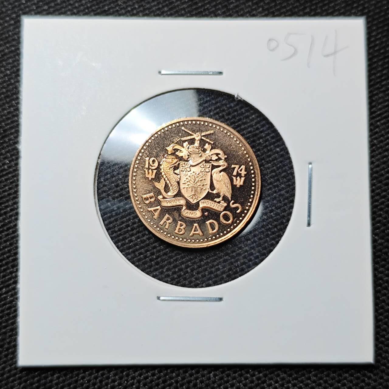 KK钱币收藏小铺 第305期 2月预留时间 周末发货  1974巴巴多斯1分精制币
