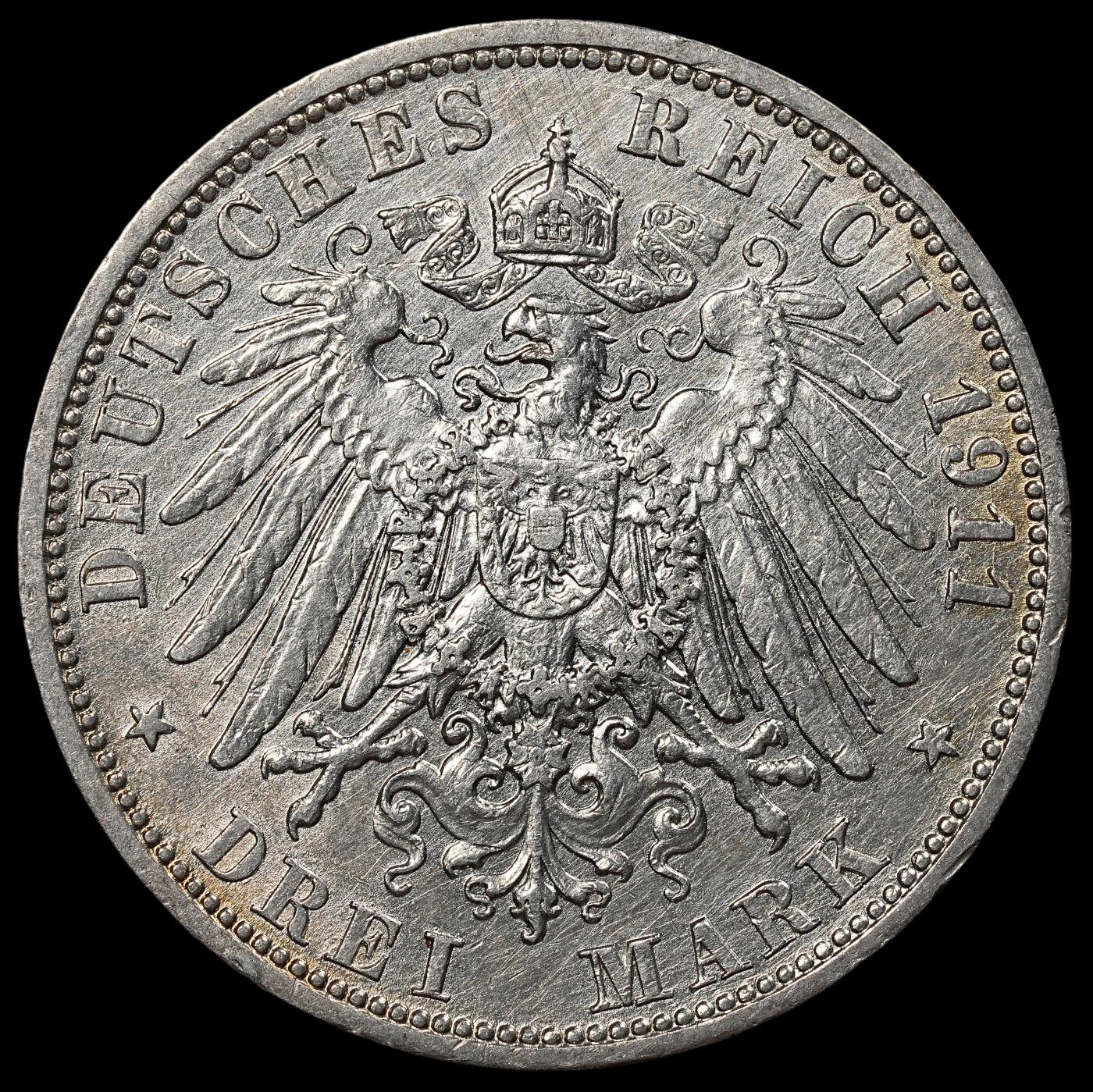 修遠堂世界钱币第七十六期 1911年普鲁士3马克银币
