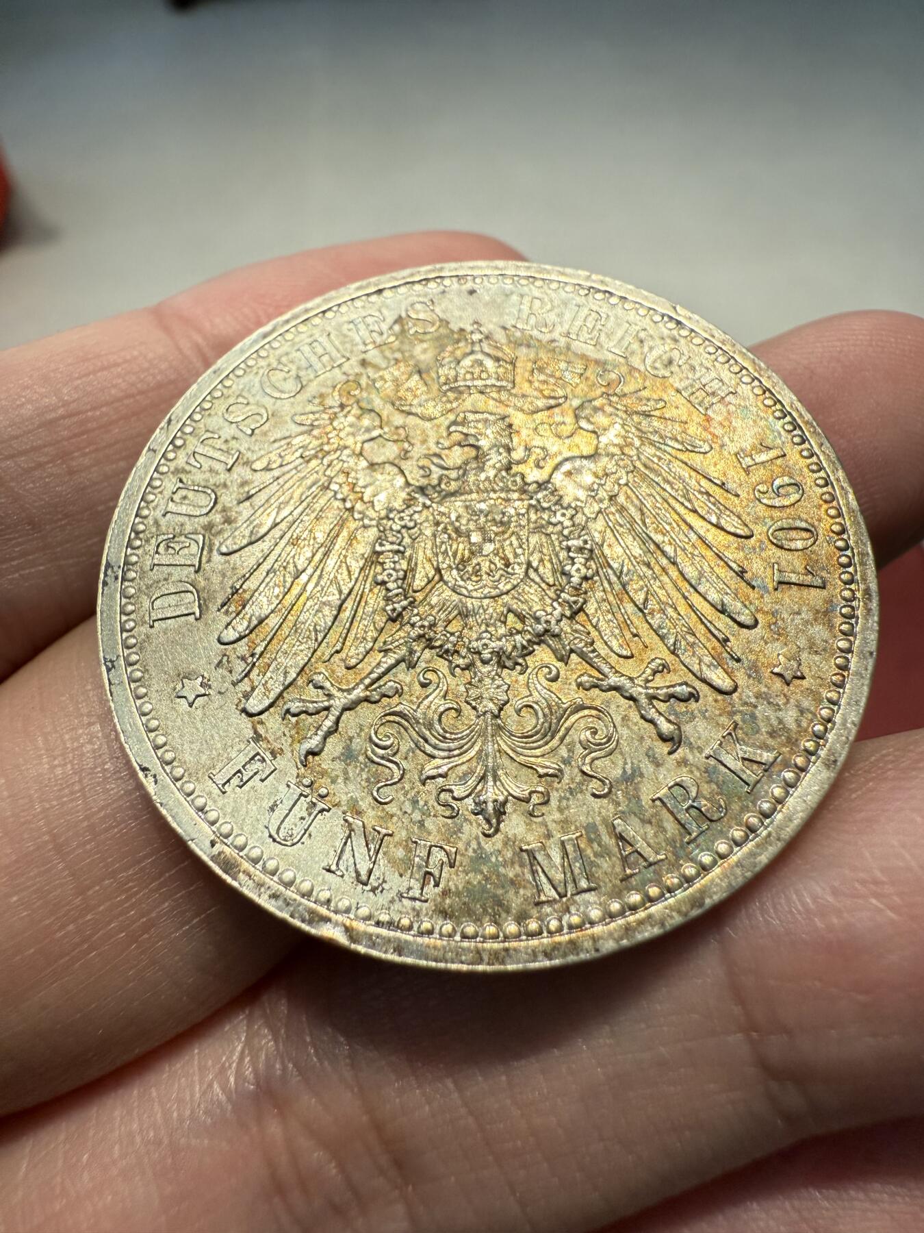 南宋泉阁俄币 外币 国币 专场第十三期【送拍无额外佣金】 德国 1901年 普鲁士建国200周年5马克大银币 好品 老包浆原味