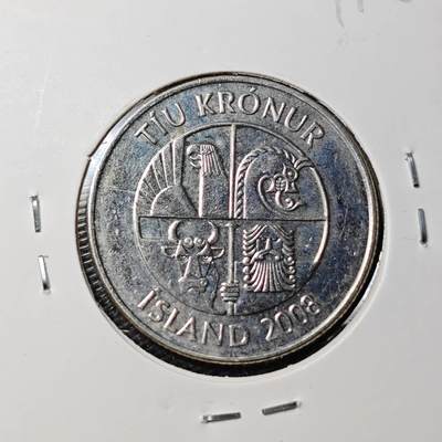 KK钱币收藏小铺 第304期 2月预留时间 周末发货 -  2008冰岛10克郎
