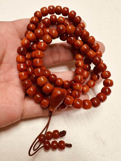 玉石翡翠玛瑙｜拍卖专场 瓦西南红双色108老型佛珠串｜配凉山州检证书