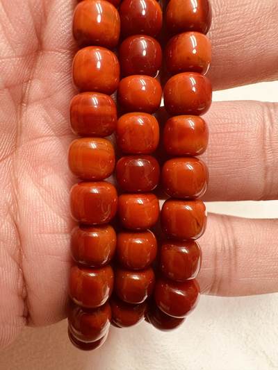 玉石翡翠玛瑙｜拍卖专场 瓦西南红双色108老型佛珠串｜配凉山州检证书