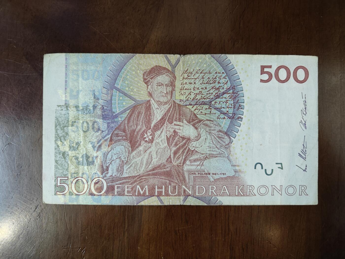 2001年 瑞典500克朗 纸币 欧洲钱币  P-66a原图片品如图