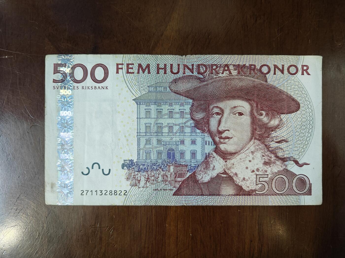 2001年 瑞典500克朗 纸币 欧洲钱币  P-66a原图片品如图