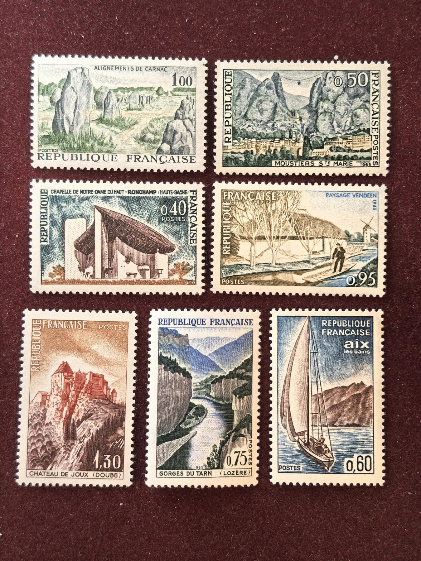 联合阁邮币社™ ——“精品多国邮票”👍🏻👏🏻👍🏻👏🏻 法国1965 世界遗产 7全 原胶无贴