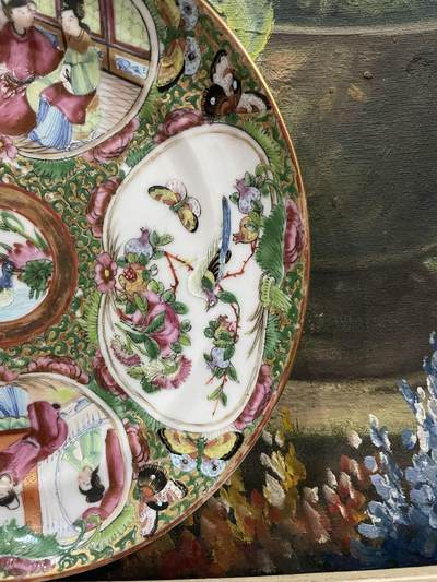 海外回流精品拍卖（五一专场） 法国回流清代广彩盘子（直径：19.8cm）