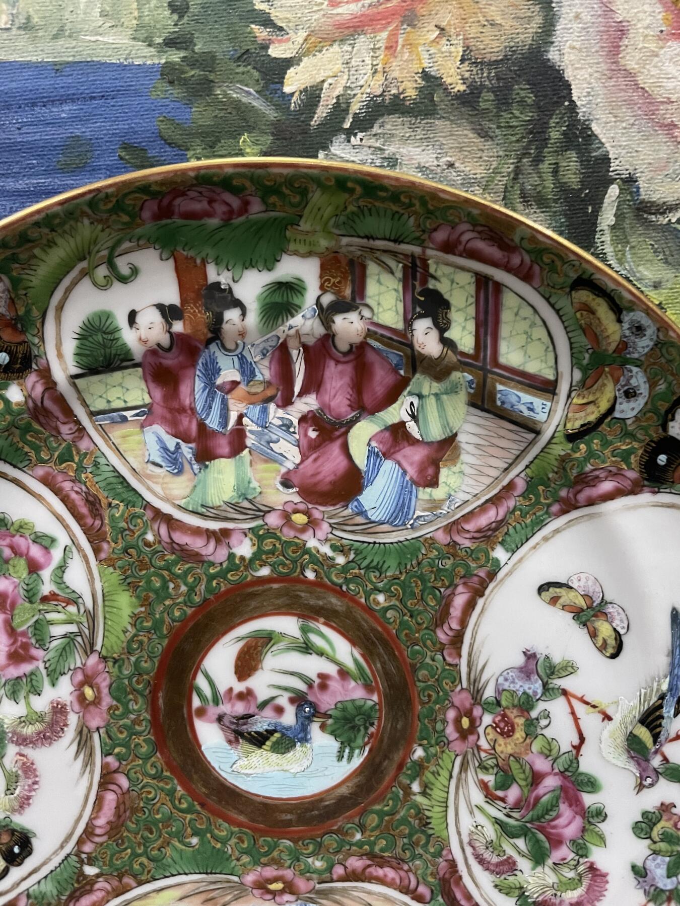 海外回流精品拍卖 法国回流清代广彩盘子（直径：19.8cm）