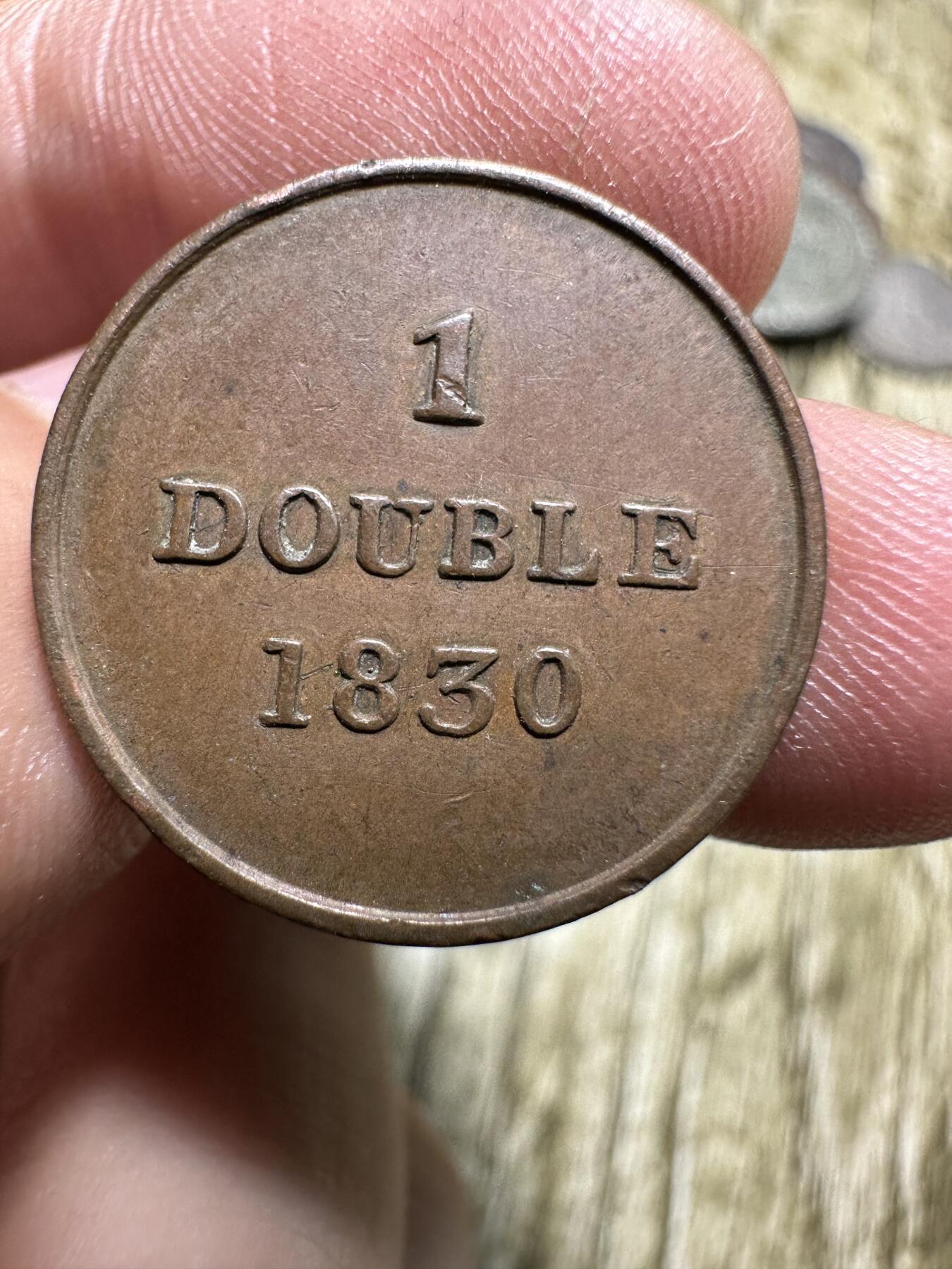 章，世界钱币 英属根西岛1道布 ，1830年，初始年份，极品