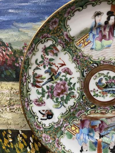 海外回流精品拍卖（五一专场） 法国回流清代广彩盘子（直径20.1cm）