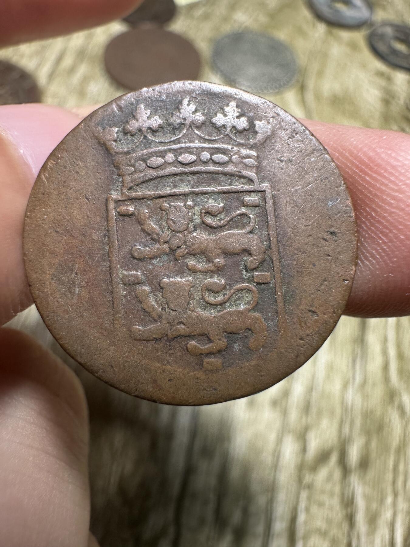 章，世界钱币 荷属东印度西弗里斯兰1754年VOC 1Duit铜币 早期年份，罕见，不要错过