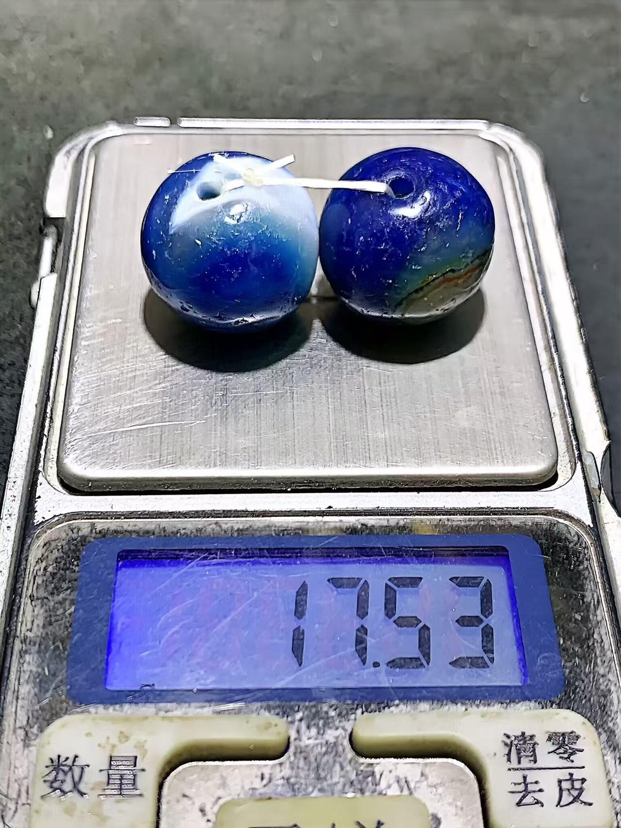 高玉化缠丝玛瑙随形珠一对 风化纹 孤品对珠 玉质通透 收藏级