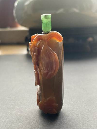 海外回流精品拍卖（五一专场） 法国回流清代巧雕玛瑙鼻烟壶 尺寸：7.5cm。