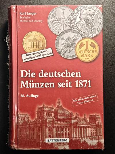【德藏】世界币章拍卖第135期（拍品征集中~欢迎藏友联系） - 全新未拆封 最新版 第28版 德国耶格目录 1871年至今 全书约1032页