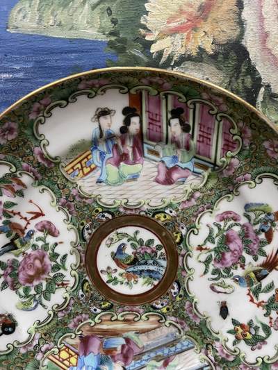 海外回流精品拍卖（五一专场） 法国回流清代广彩盘子（直径20.1cm）
