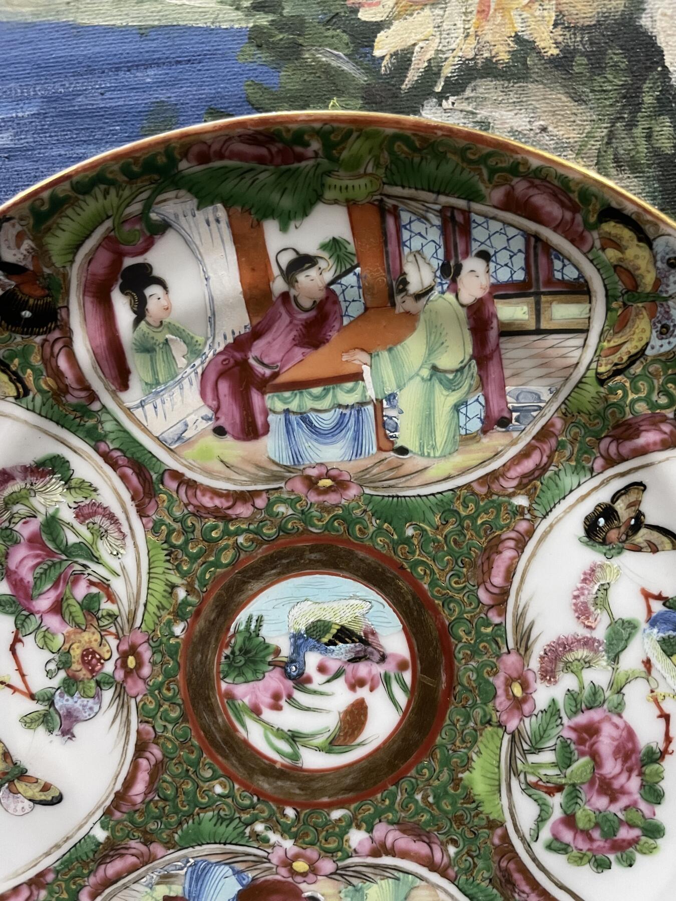 海外回流精品拍卖 法国回流清代广彩盘子（直径：19.8cm）