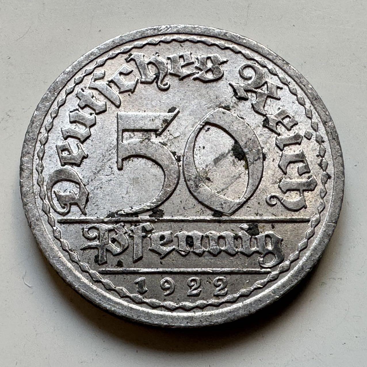 🌹外币初藏🌹🐯2025年第70场  每周二四六晚8️⃣点 接代拍 魏玛1922年50芬尼