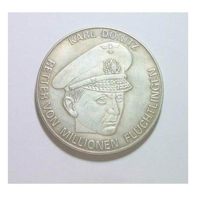 德国第三帝国海军元帅邓尼茨+U型潜艇 高浮雕精制大银章 40MM 25克 - 德国第三帝国海军元帅邓尼茨+U型潜艇 高浮雕精制大银章 40MM 25克