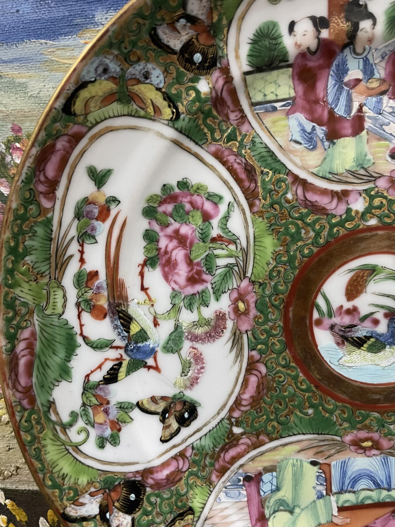 海外回流精品拍卖 法国回流清代广彩盘子（直径：19.8cm）