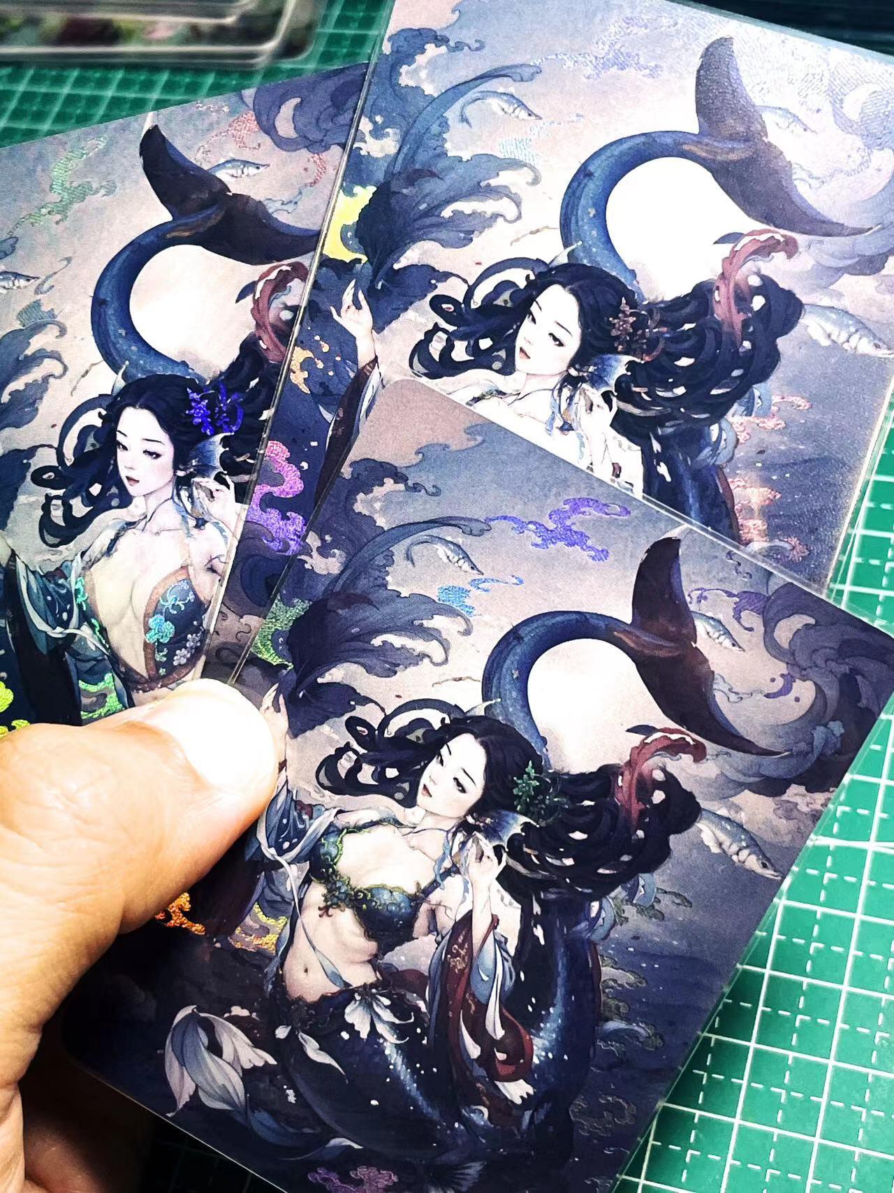 显眼宝21期 颜值精选 狐狸卡卡卡牌  原创山海妖姬系列  国画风格  006九尾狐3渐变 第三张艺术卡  折彩工艺 大卡尺寸63*88