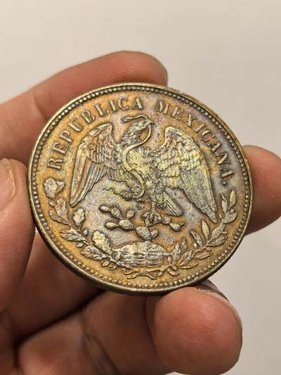 博洋堂世界钱币拍卖第129期（全场包邮） 墨西哥直边鹰洋1900MO AM 带彩无戳