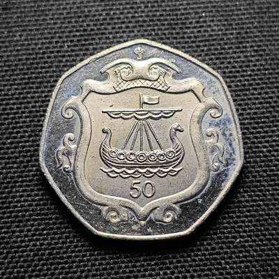 KK钱币收藏小铺 第301期 百期特拍3连拍第3场  周末发货 -  1985马恩岛50便士