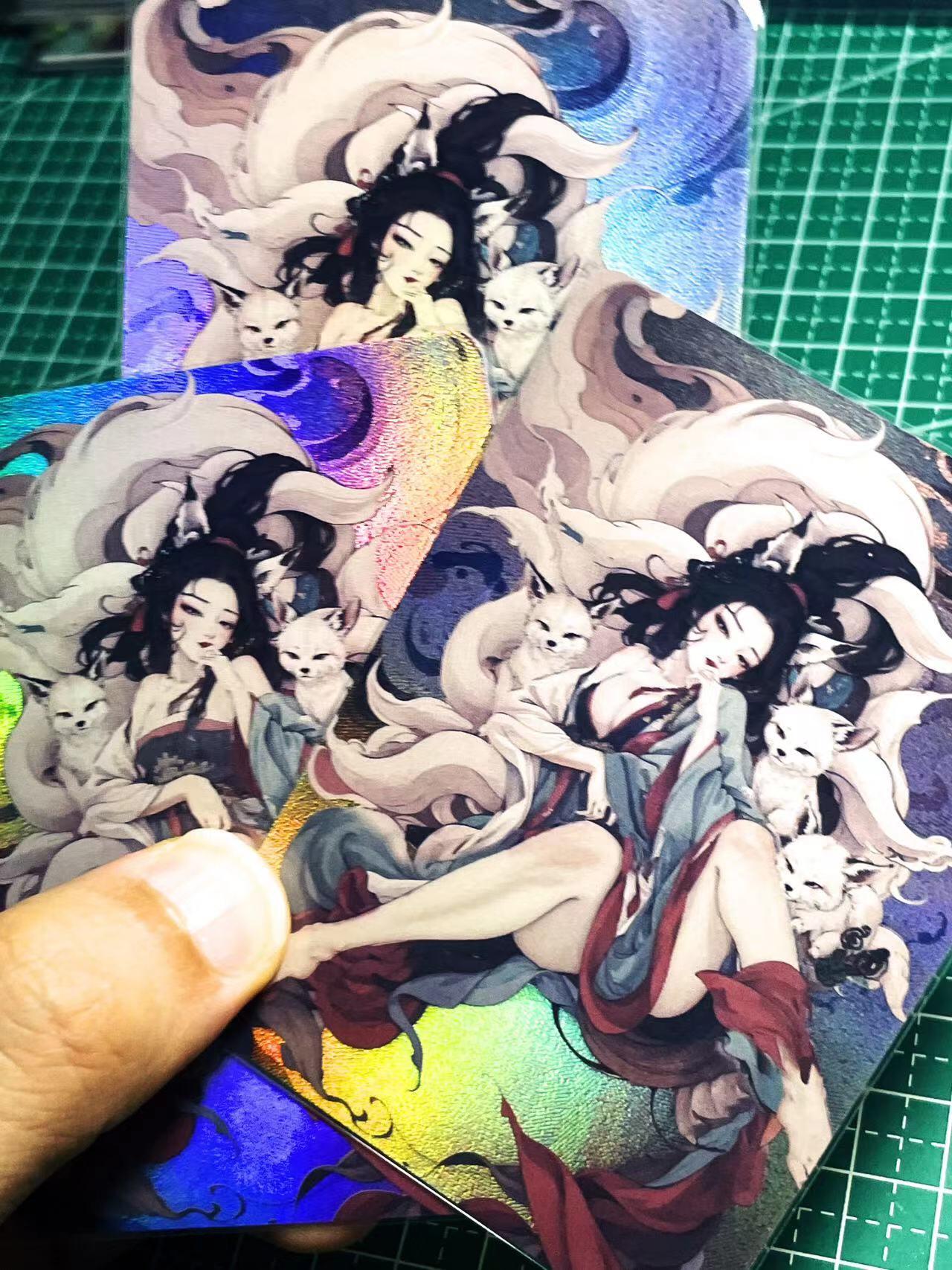 显眼宝21期 颜值精选 狐狸卡卡卡牌  原创山海妖姬系列  国画风格  007赤鱬3渐变 第三张艺术卡  折彩工艺 大卡尺寸63*88
