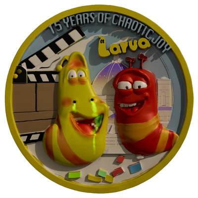 CSIS-GREAT评级精品钱币拍卖第三百零六期 爆笑虫子 首播15周年 双面加厚超高浮雕光感变色彩色纪念铜章 发行量199 带盒证