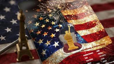 CSIS-GREAT评级精品钱币拍卖第三百零六期 纽埃2025年美国纽约自由女神像千分之一盎司异形长方形纪念金币