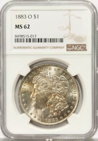 博洋堂世界钱币拍卖第129期（全场包邮） NGC MS62 美国1883年O版根银币，币面丝绸光，藏家必备品质