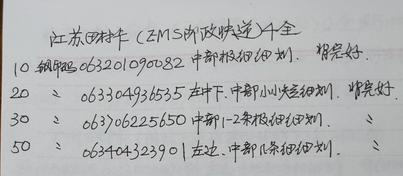 公藏第50期裸卡拍卖 江苏田村卡（邮政EMS快递）4全品相钢印码见描述。