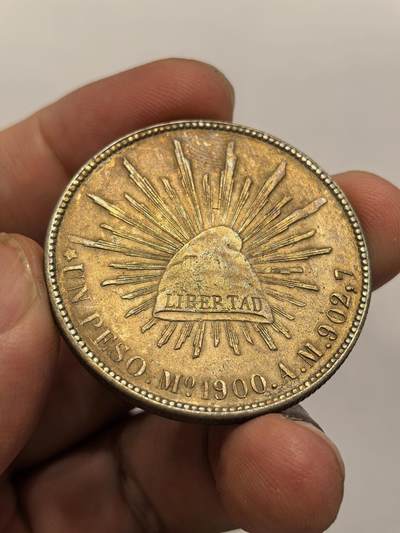 博洋堂世界钱币拍卖第129期（全场包邮） 墨西哥直边鹰洋1900MO AM 带彩无戳
