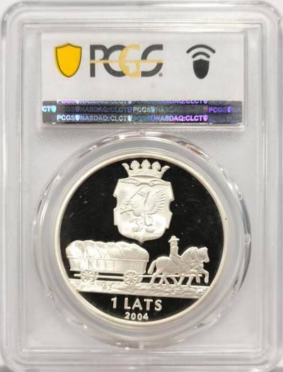博洋堂世界钱币拍卖第129期（全场包邮） PCGS PR67DCAM 拉脱维亚2004年维泽姆1Lats纪念银币，季军分