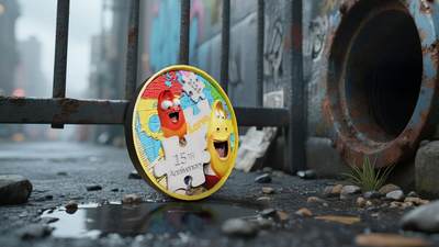 CSIS-GREAT评级精品钱币拍卖第三百零六期 爆笑虫子 首播15周年 双面加厚超高浮雕光感变色彩色纪念铜章 发行量199 带盒证