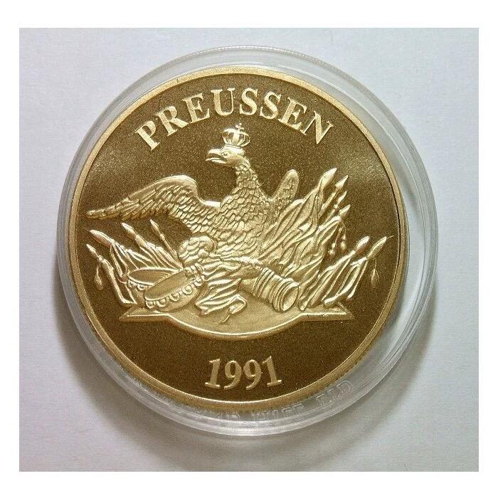 德国1991年普鲁士 十字勋章+大炮鹰徽高浮雕精制大镀金章 40MM
