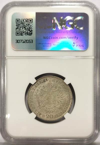 博洋堂世界钱币拍卖第129期（全场包邮） NGC MS64 冠军分！奥地利1831年弗朗茨一世20克鲁泽银币