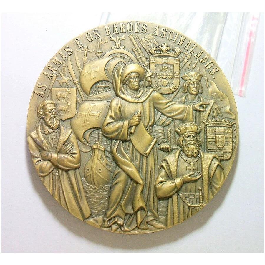 【艺术】葡萄牙艺术大章 大航海时代四巨头 恩里克、迪亚士、达伽马、麦哲伦 高浮雕精制巨型大铜章 90MM 276克 发行量1500枚