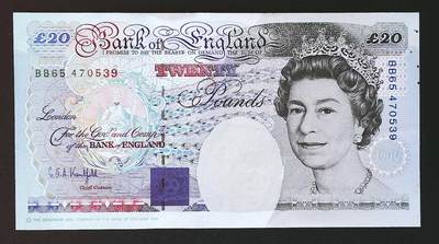 世界靓号纸钞第七十一期 - 英国英格兰银行20镑 E序列20镑 品相如图