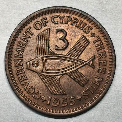 Krab外币市集Vol.17 - 塞浦路斯1955年3米尔