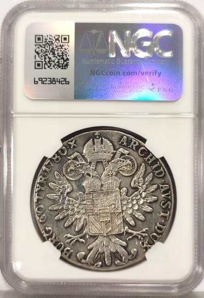 博洋堂世界钱币拍卖第129期（全场包邮） NGC XF92 奥匈帝国1780大奶妈，早期后铸双须版