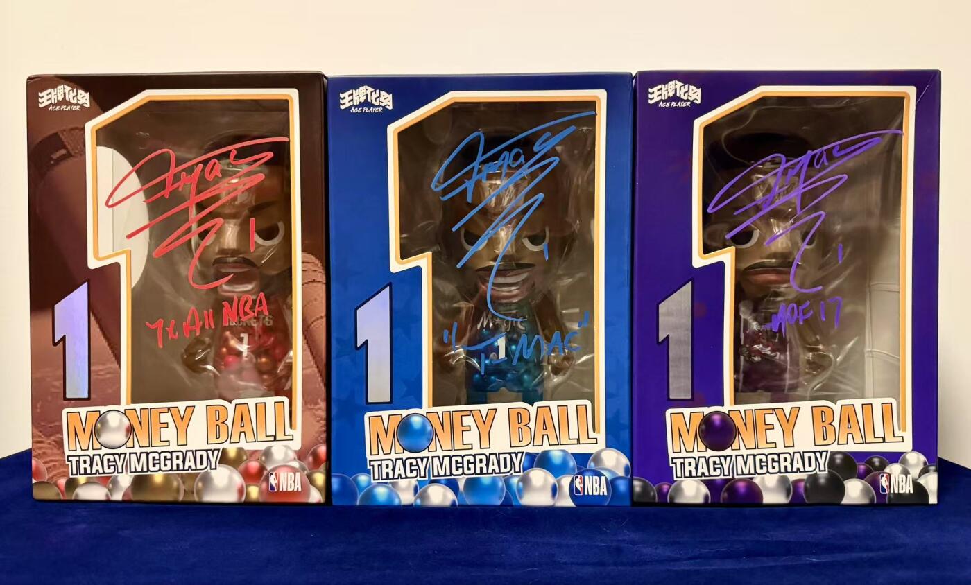零元拍：‌  特雷西-麦克格雷迪！t-mac! 麦迪亲签王牌化身MoneyBall休斯顿火箭版本（三个版本陆续上拍），7×All NBA别注！中娃篮球手办