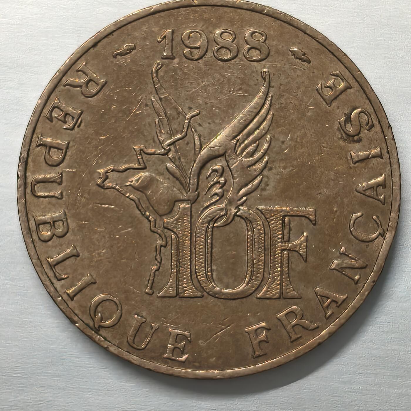 Krab外币市集Vol.17 法国1988年10法郎纪念币-飞行员罗兰