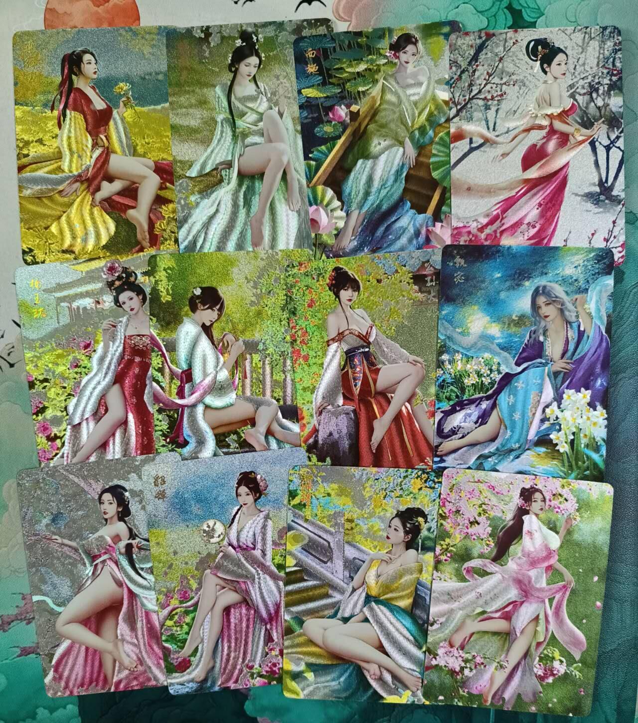 龙虎卡牌第44场 （无佣金，满120包邮，欢迎送拍） 粗闪12张全 燎原十二花神