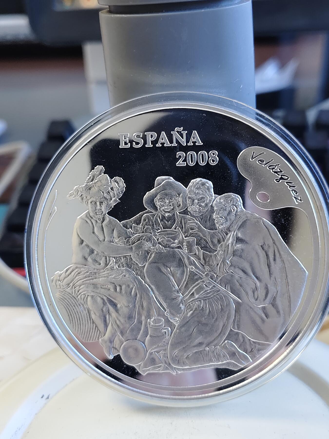 第165期拍卖【长期征集拍品】 西班牙2008年伟大的画家系列维拉斯凯斯5盎司银币，925银，发行5000枚，盒子断开，银价1338，原价2500