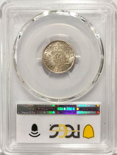 博洋堂世界钱币拍卖第129期（全场包邮） PCGS MS63 罗马尼亚1911年卡罗尔一世50巴尼银币，盒子背面下方卡槽有一小磕