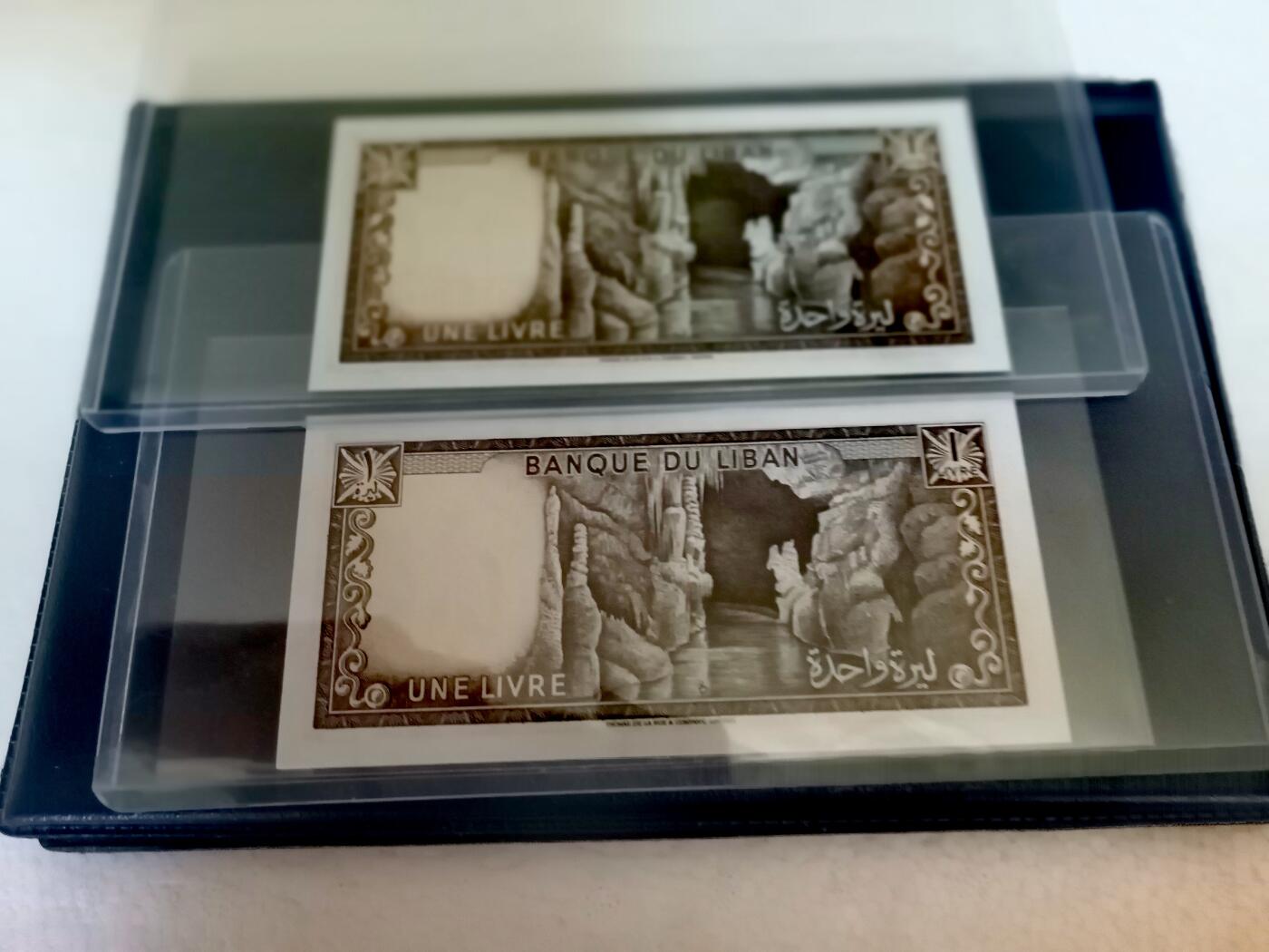全新黎巴嫩上世纪九十年代未Pick#61b后期防伪升级补印版1里弗靓品纸币2枚一对