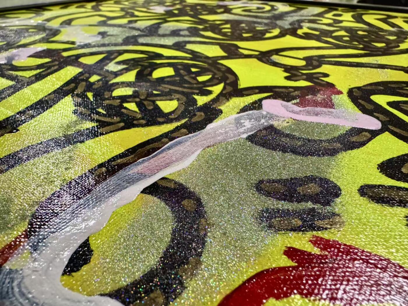 零元拍：歪歪亲笔签名原画作品丙烯画，作品名称：《街头密语》